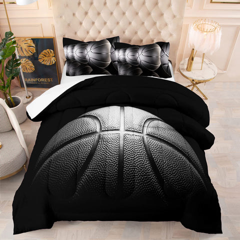 Tailor Shop comforter front view shows bold basketball design and cozy look