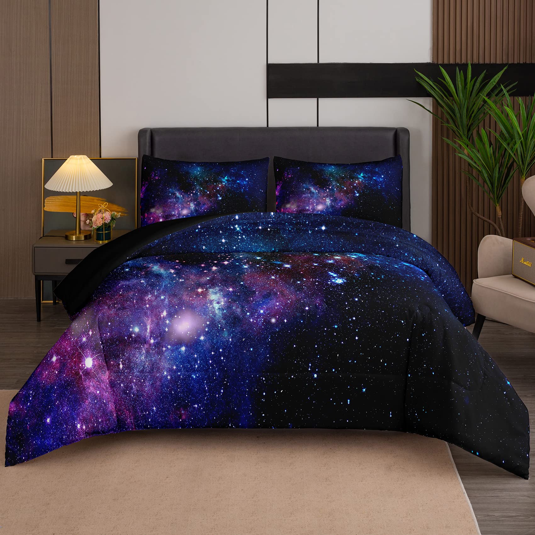 Tailor Shop front packaging showing galaxy comforter and pillowcase benefits