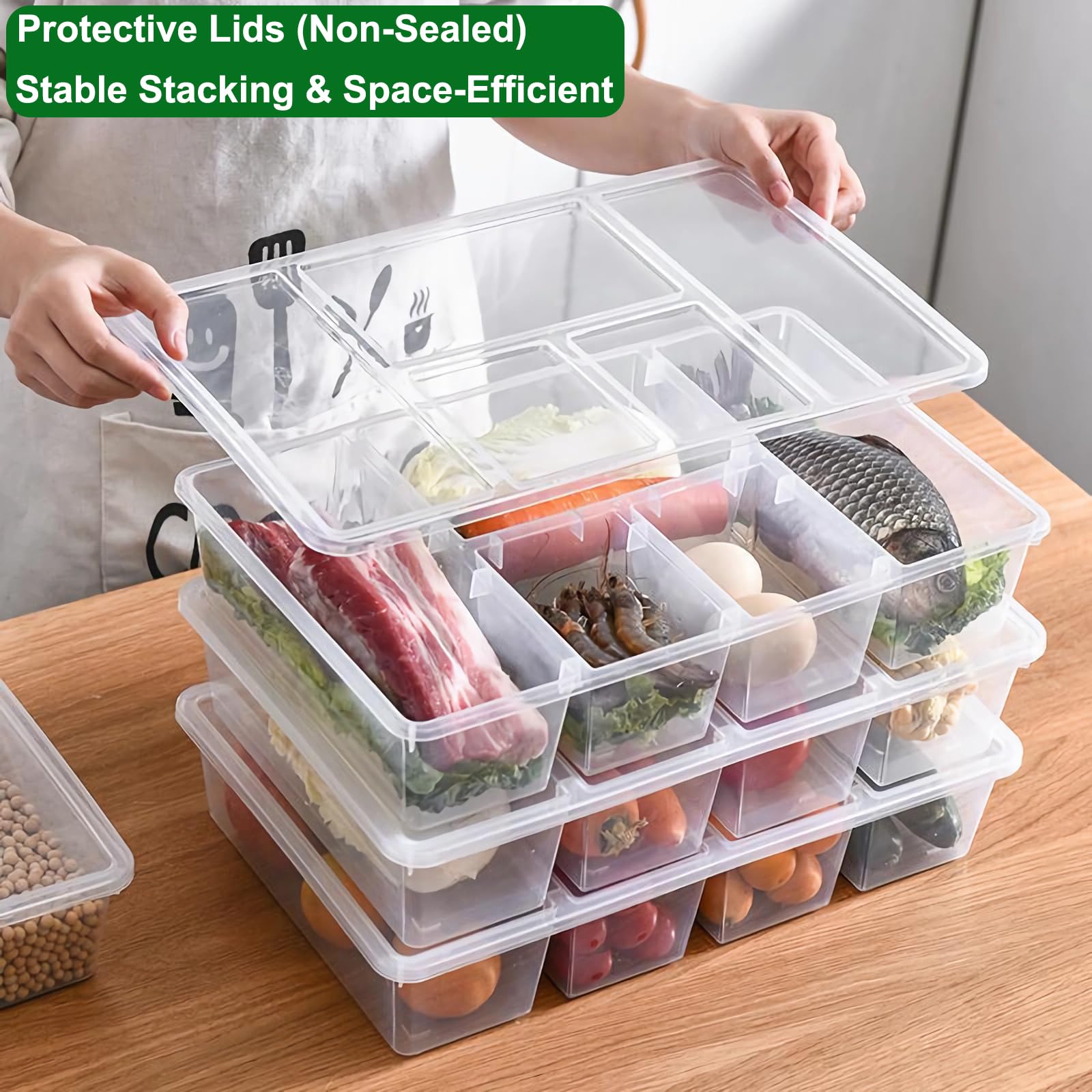 Taiuloo stacked trays inside a refrigerator demonstrating space-saving organization benefit