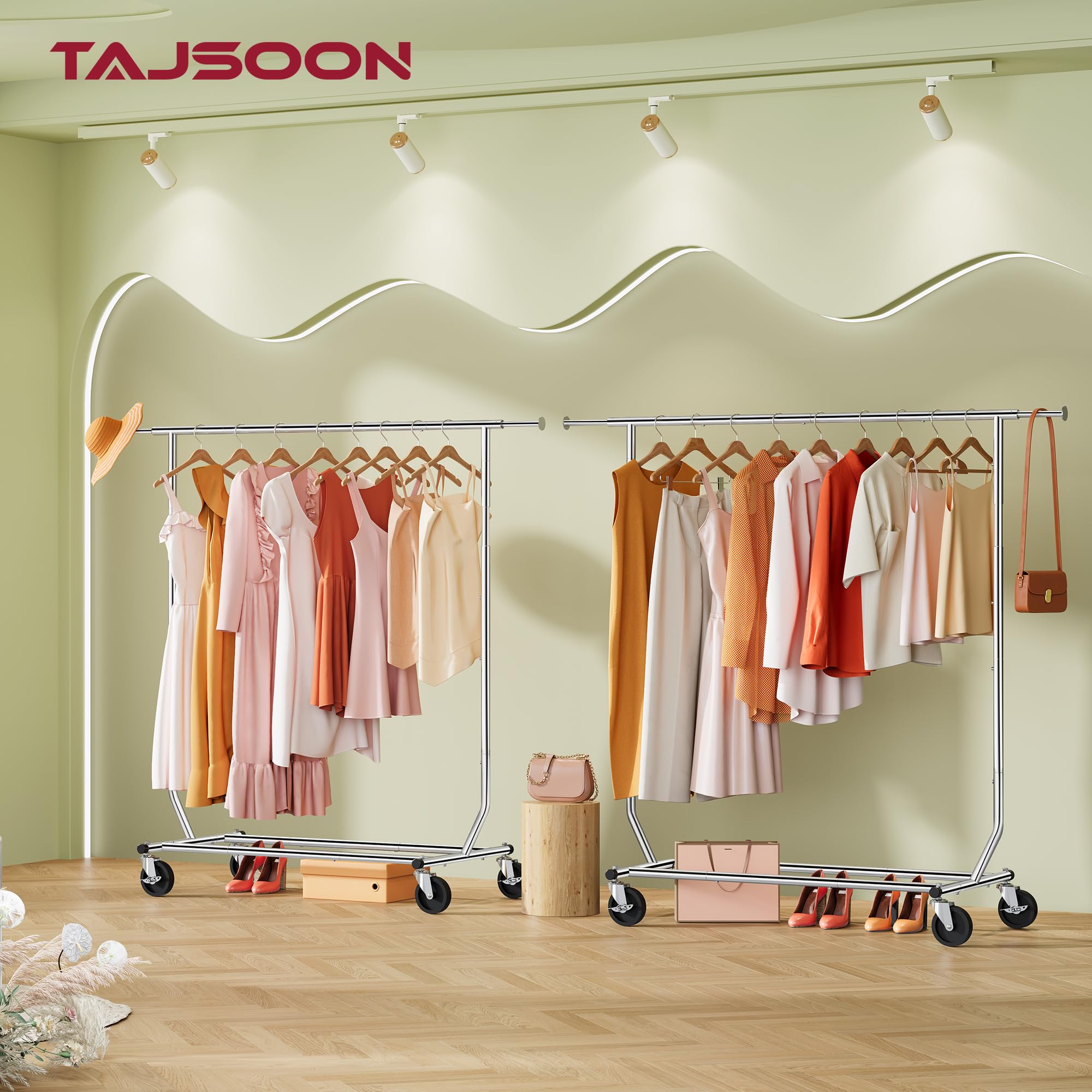 Tajsoon extended width demonstration showing adjustable hanging span benefit