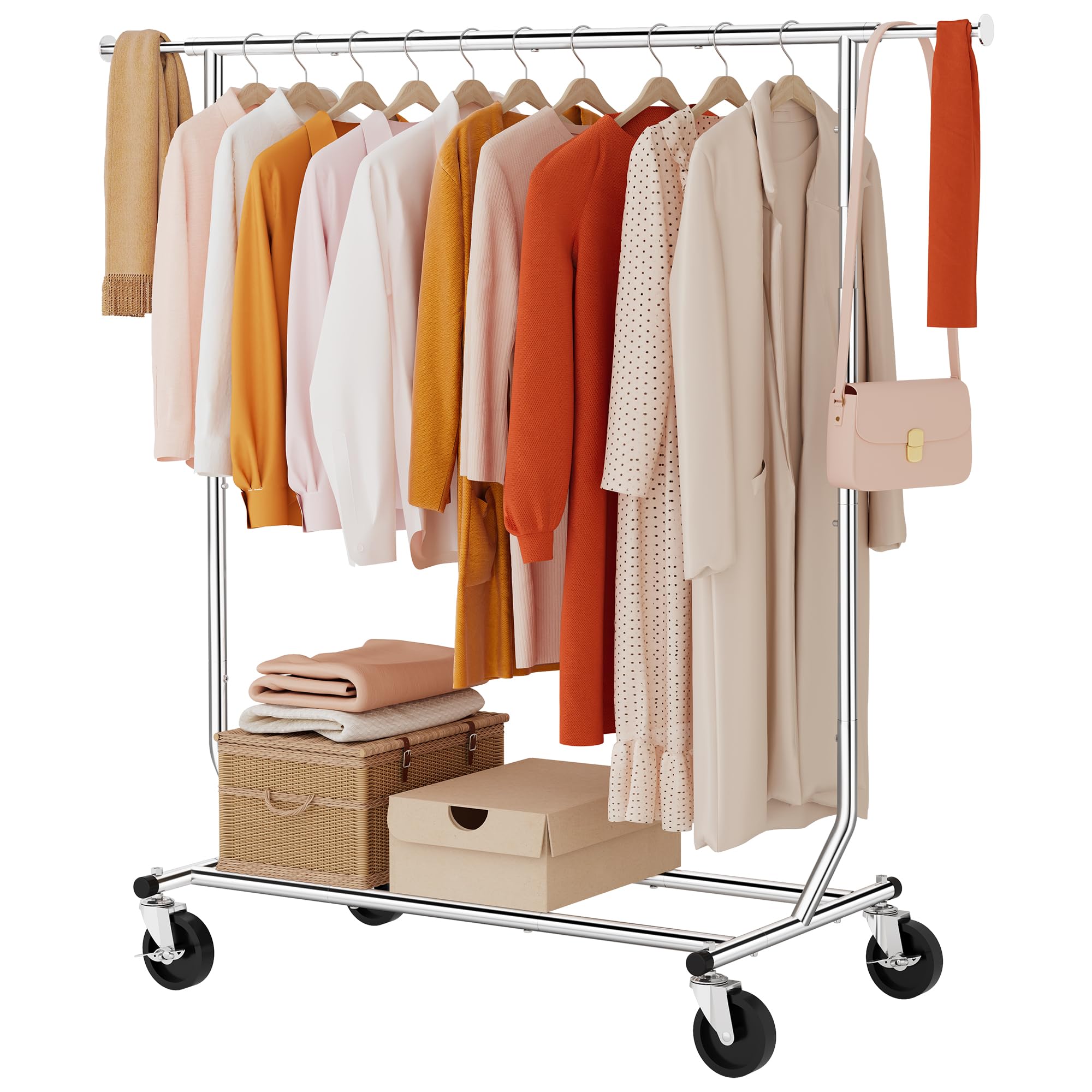 Tajsoon front view of full rack showing hanging capacity and stability