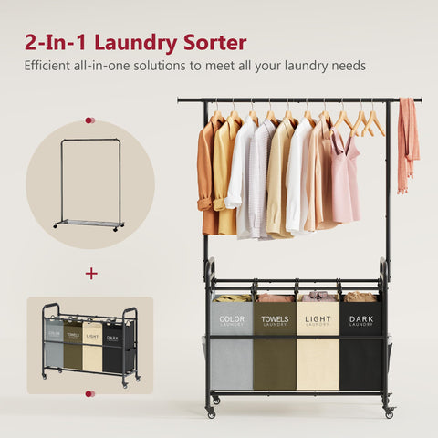 Tajsoon removable laundry bags close-up; liftable handles for easy carrying