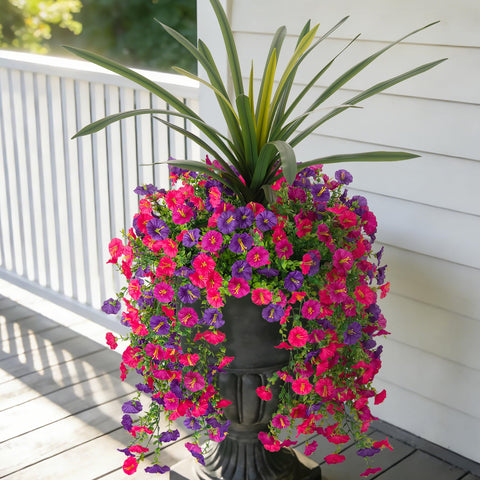 TakeArt front view of bundled morning glory and orchid showing full arrangement benefit