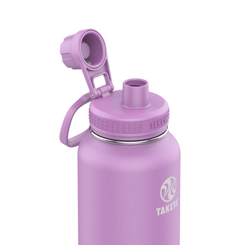 Takeya Actives close-up of insulated spout lid, preventing leaks and keeping drinks cold
