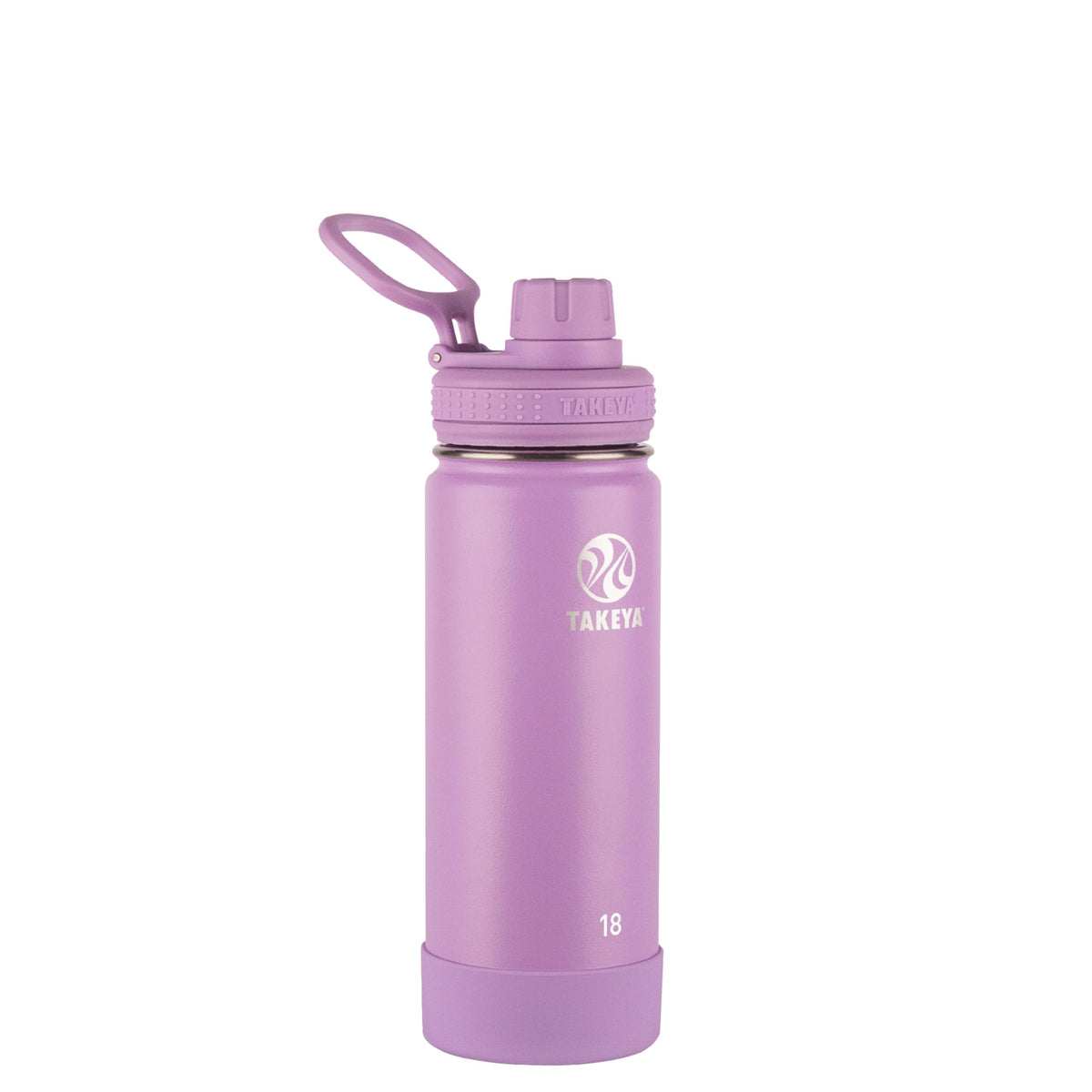 Takeya Actives lilac front view showing sleek bottle and durable finish for daily carry