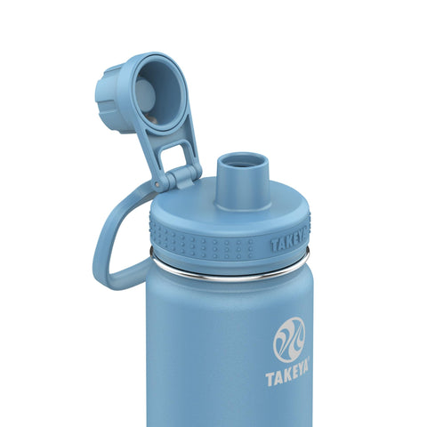 Takeya Actives spout lid close-up showing leakproof seal and easy sipping