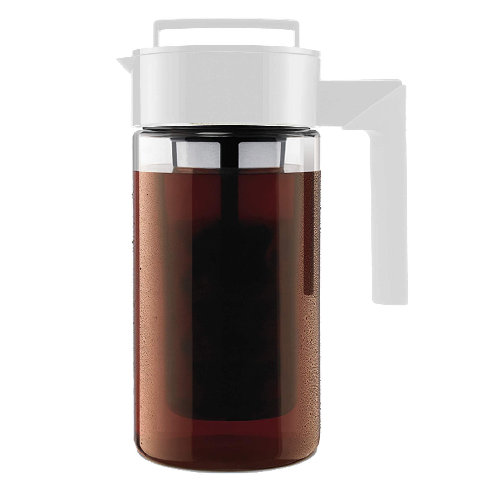Takeya front view pitcher showing pitcher and label, durable Tritan benefit