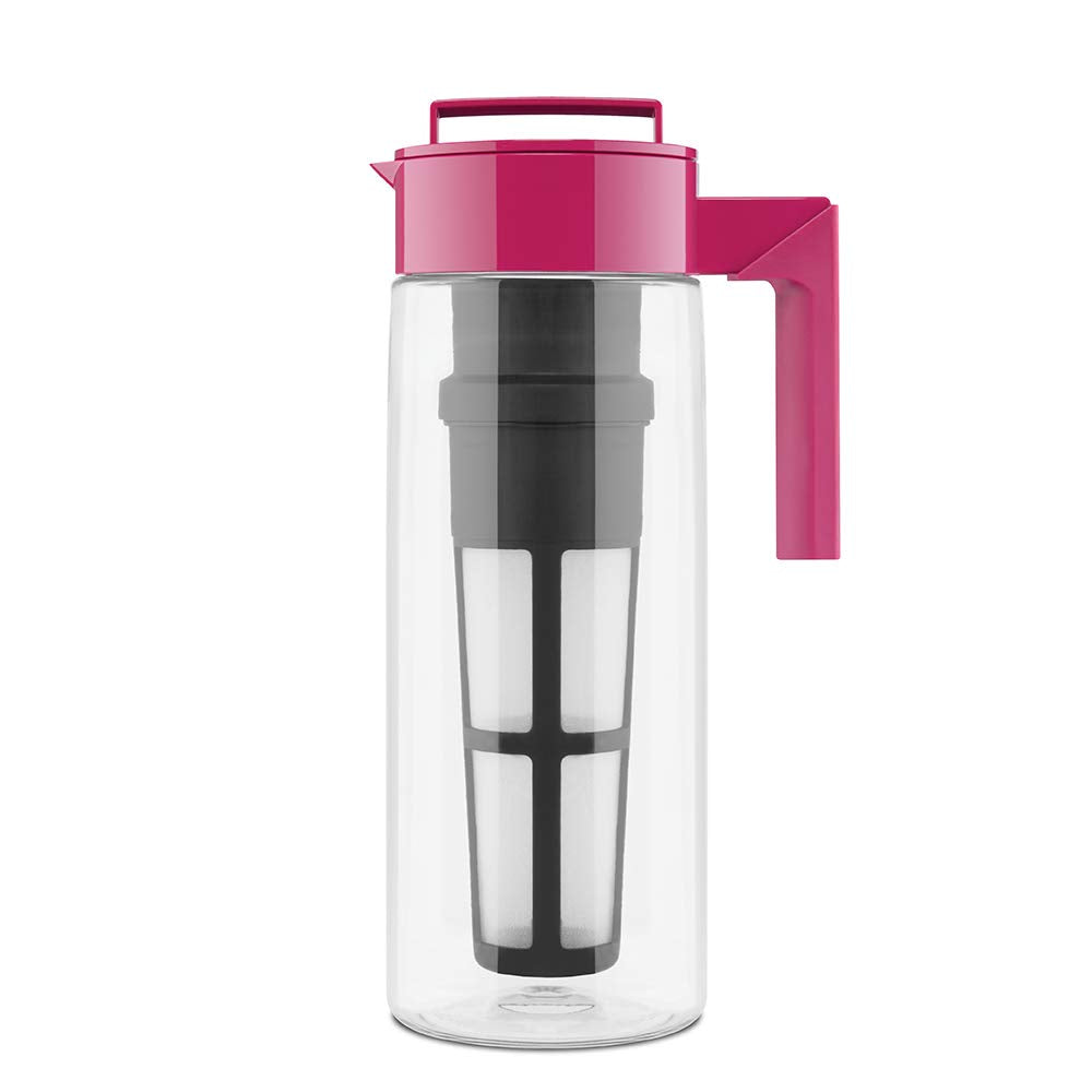 Takeya stainless-steel infuser close-up showing fine mesh for fuller flavor