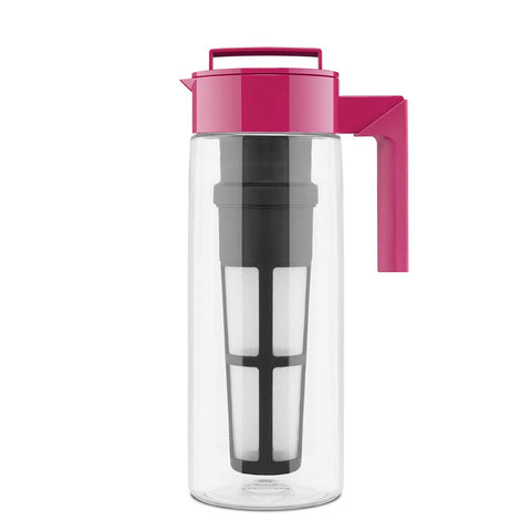 Takeya stainless-steel infuser close-up showing fine mesh for fuller flavor