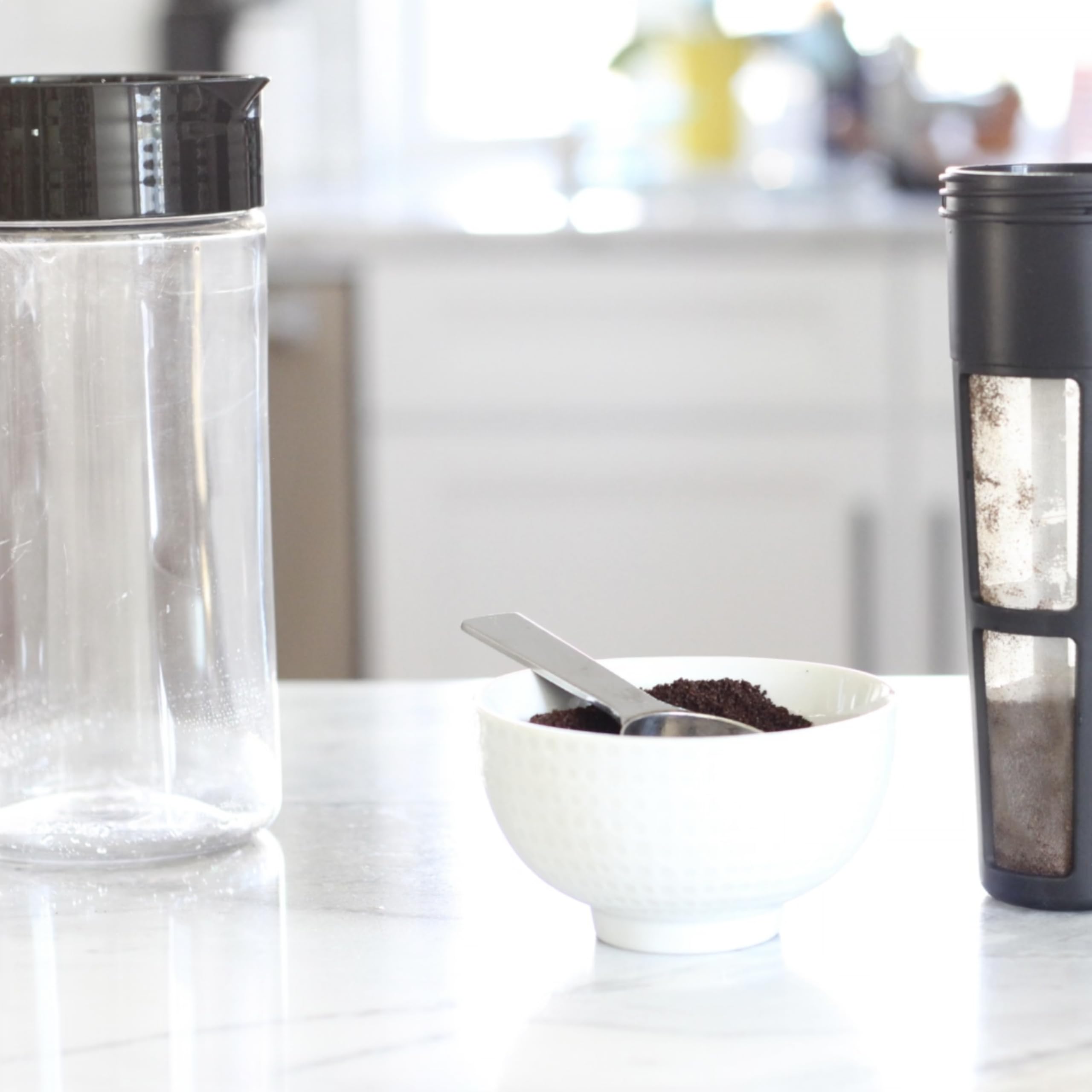 Takeya pitcher on breakfast table highlighting easy serving and entertaining benefit