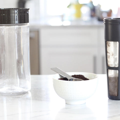 Takeya pitcher on breakfast table highlighting easy serving and entertaining benefit