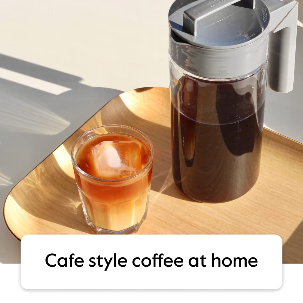 Takeya size comparison with cup showing one-quart capacity for servings