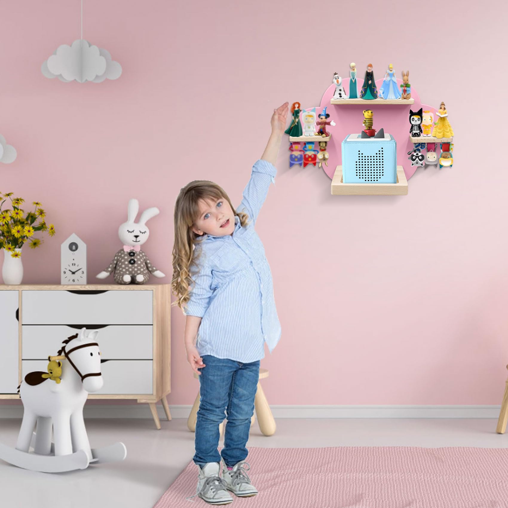 Taladad shelf with Tonies in use showing quick child access benefit
