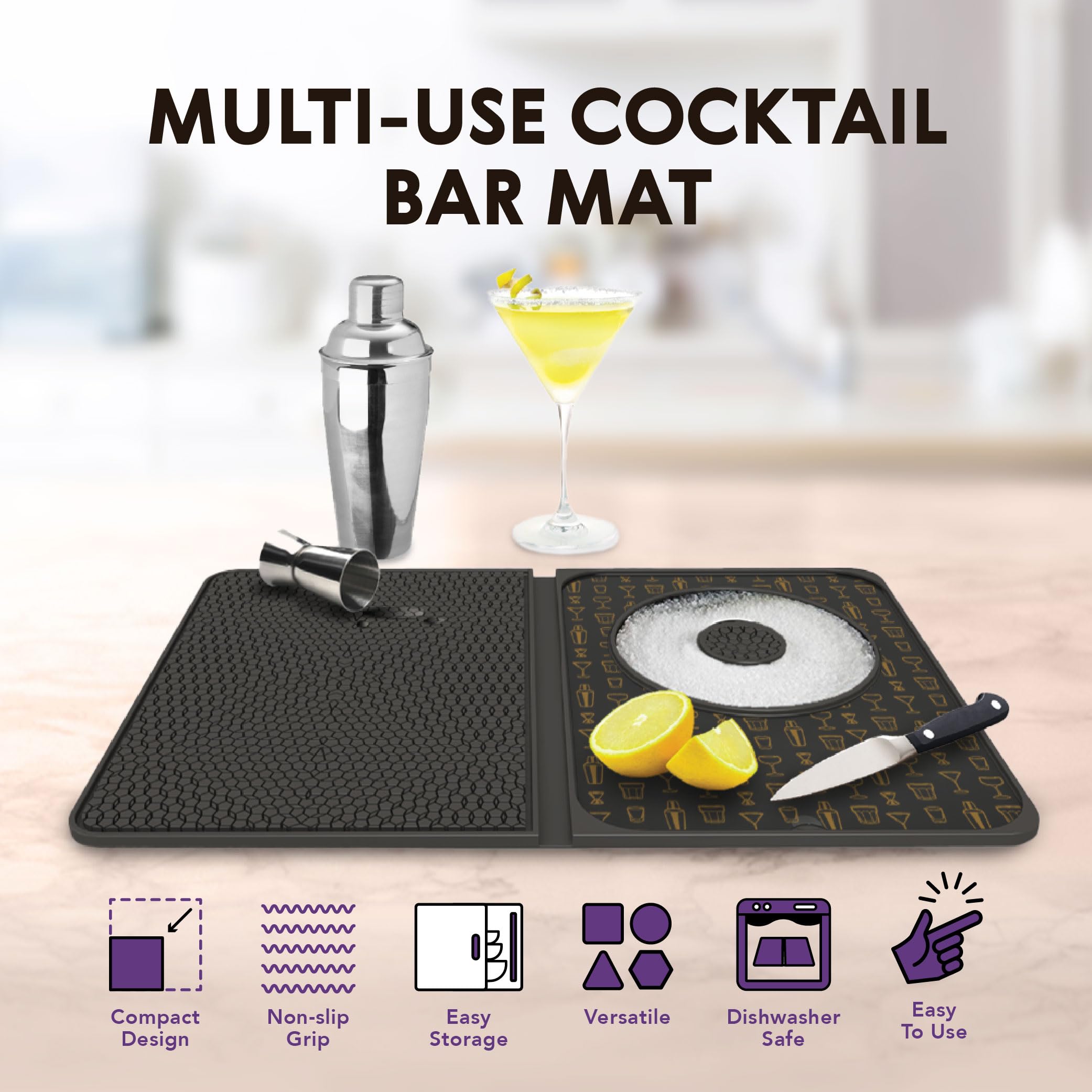 Talisman Designs rimmer tray in use coating a glass rim providing consistent garnish benefit