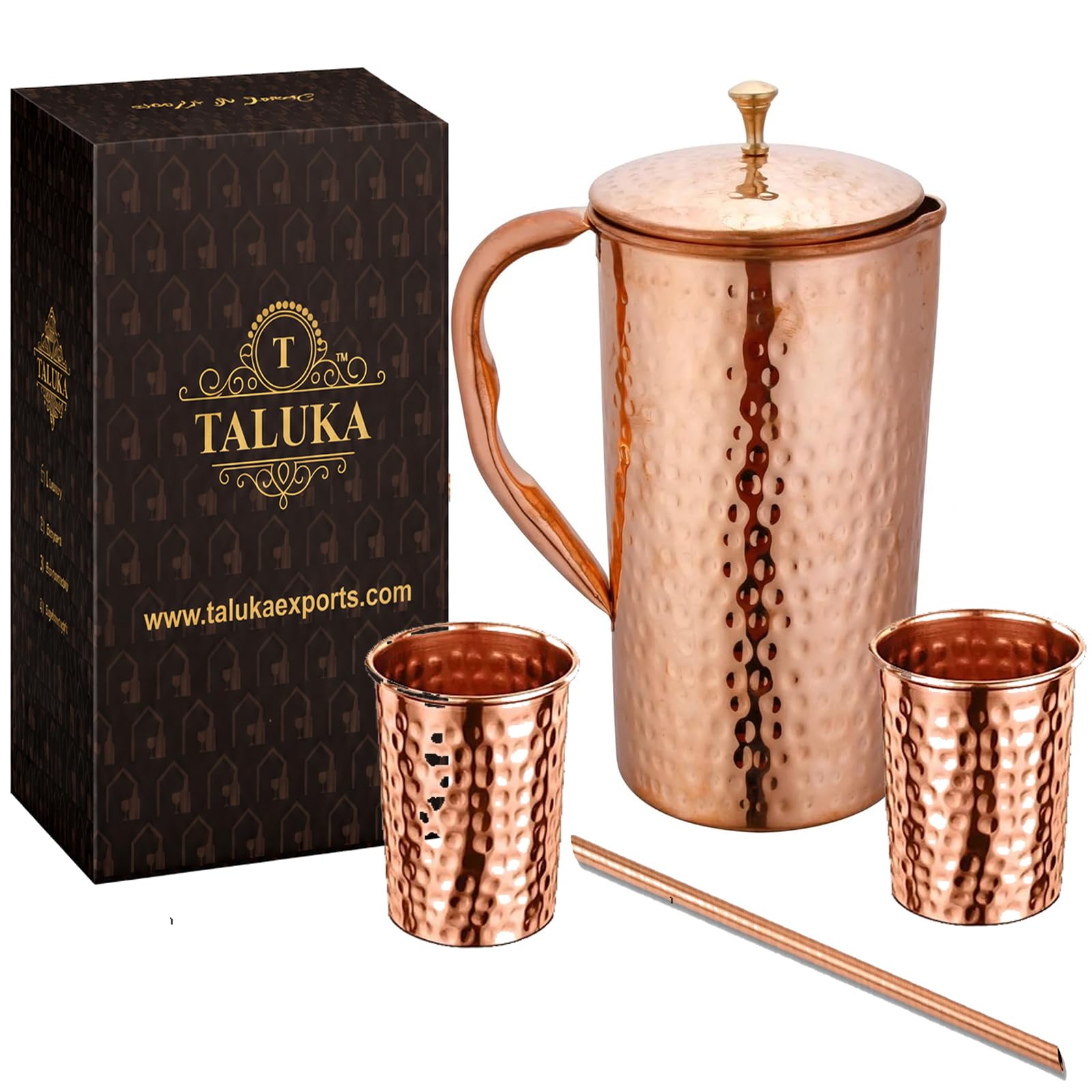 Taluka copper pitcher front view showing elegant serving benefit