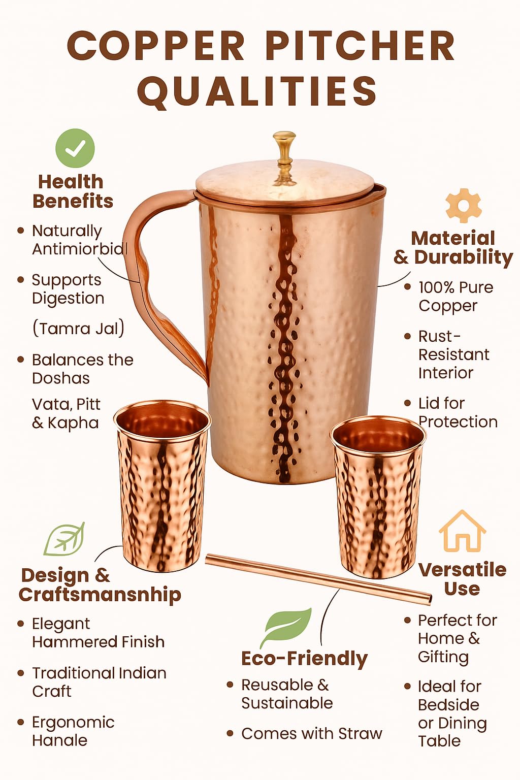 Taluka pitcher next to common glass showing volume comparison