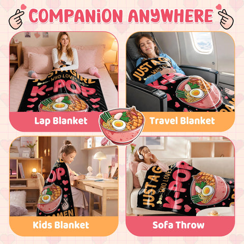 Tamonten blanket draped over bed, adds cute decorative accent
