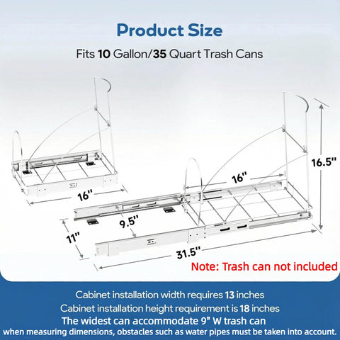 Tanamu installed under sink with a trash can for tidy, concealed waste storage