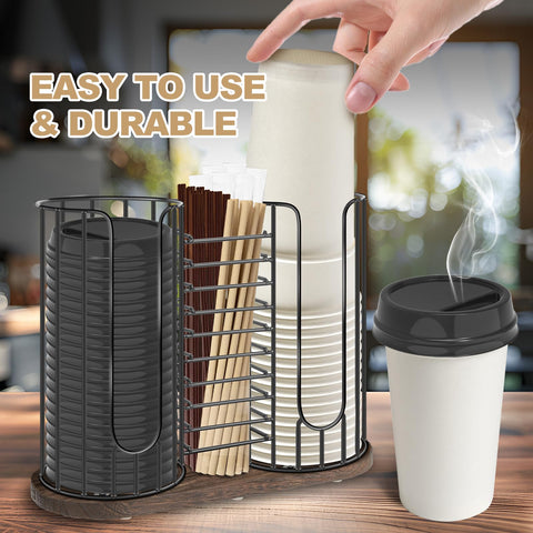 Tanggiteck loaded with disposable cups and lids demonstrating easy access and capacity