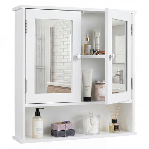 Tangkula front view showing mirrored doors and clean storage benefit