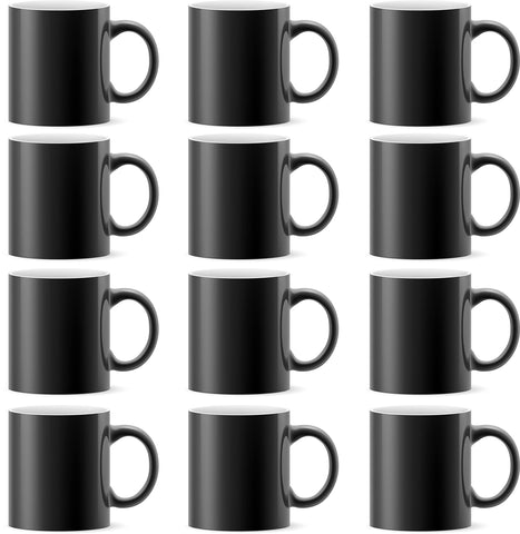 TANGLONG front view of pack of 12 black color-changing mugs showcasing value