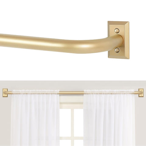 TANGWIN gold curtain rod front view showing full assembled system and elegant finish