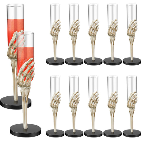 Tanlade front view of champagne flutes showing packaging and spooky benefit