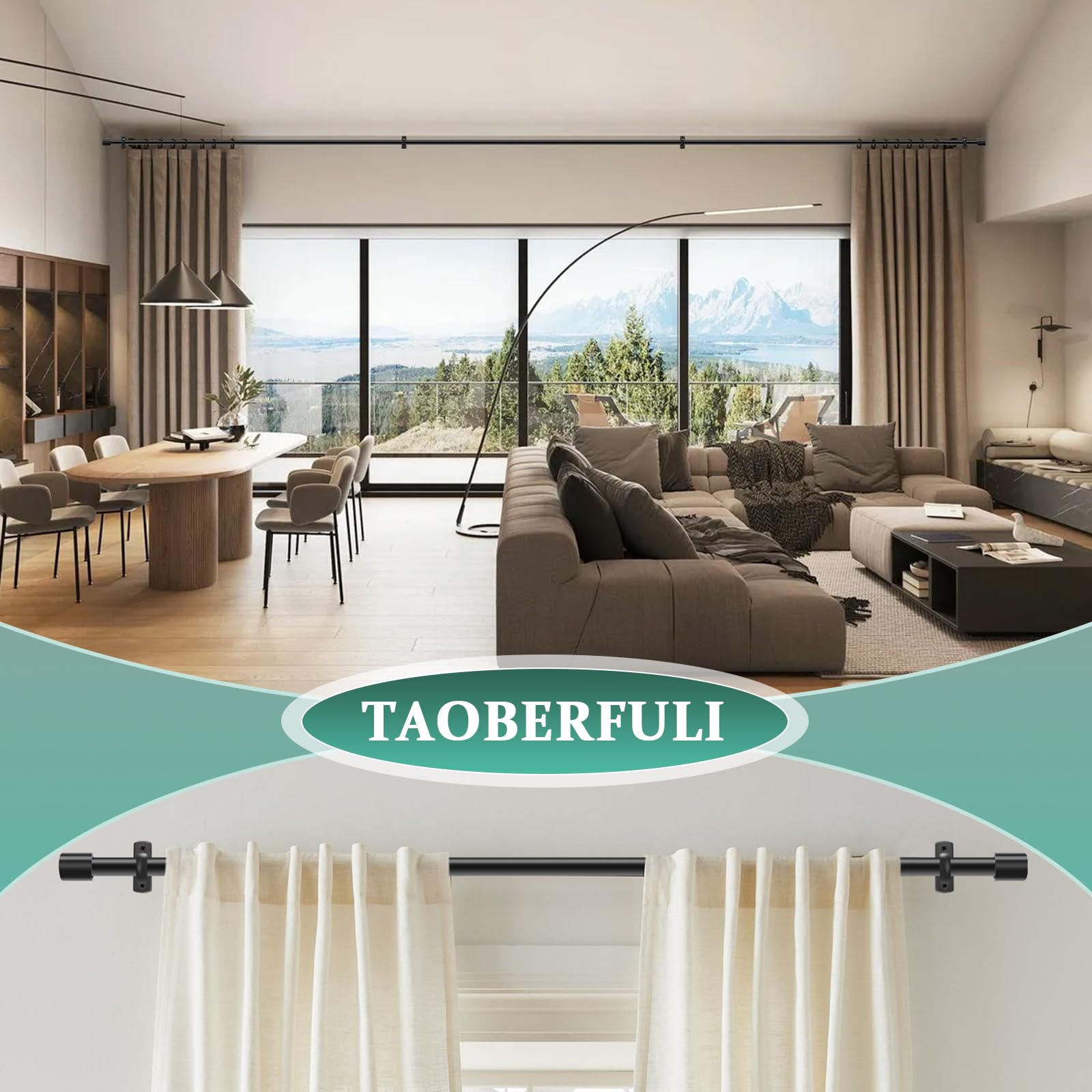 Taoberfuli lifestyle shot of large window with drapes showing enhanced light control and style