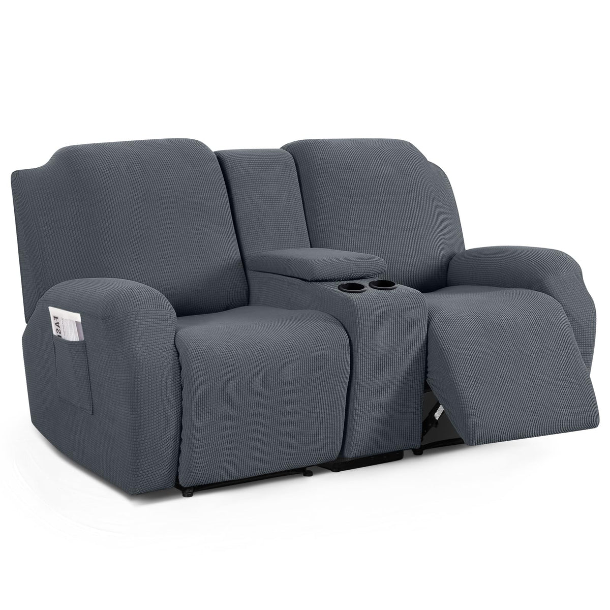 TAOCOCO front view of grey loveseat cover showing neat fit and protection