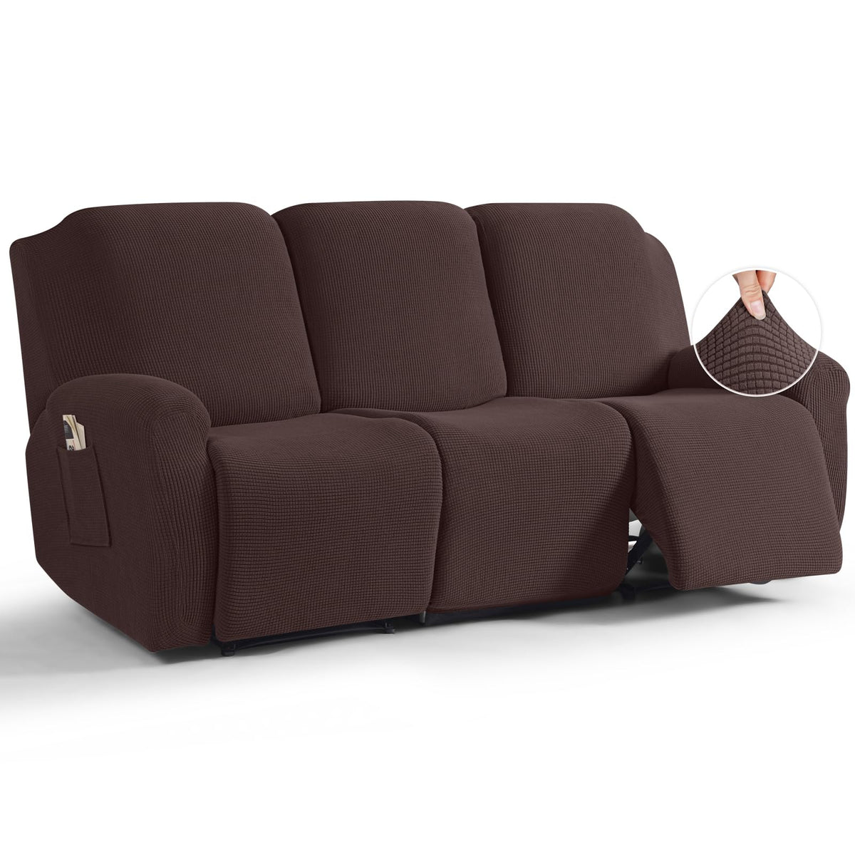 TAOCOCO front view showing dark coffee cover protecting recliner and refreshing decor