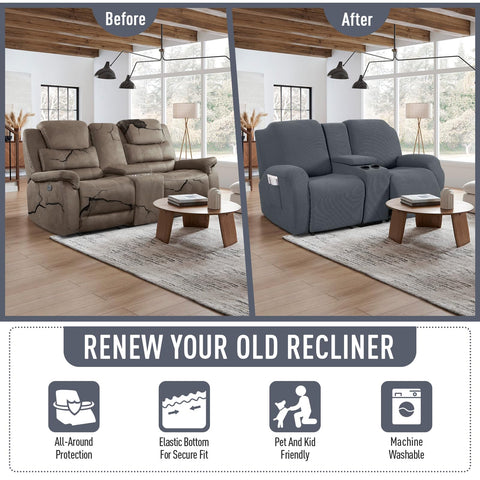 TAOCOCO cover on recliner in family room demonstrating spill protection