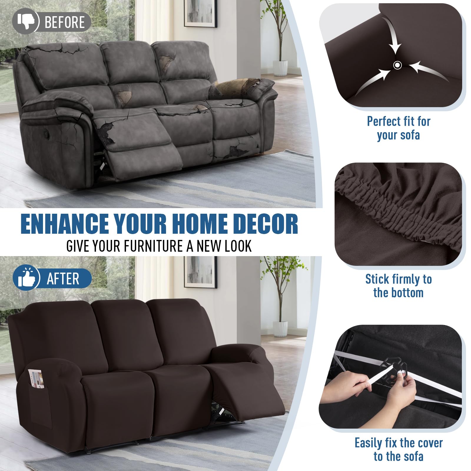 TAOCOCO slipcover on a reclined seat demonstrating full reclining compatibility