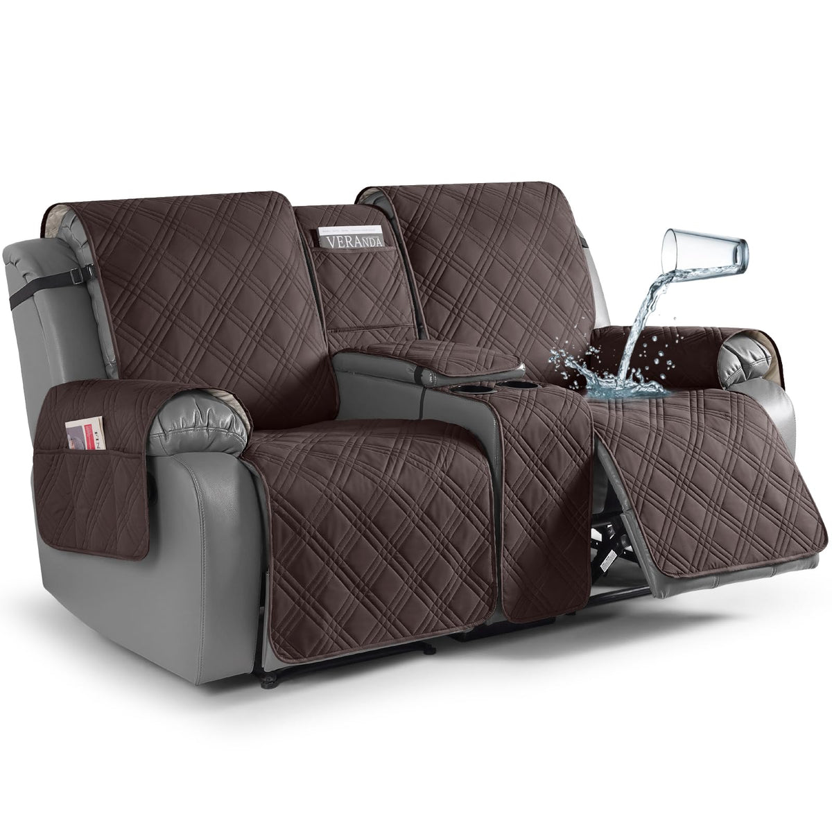 TAOCOCO front view on loveseat showing full chocolate protection and neat fit