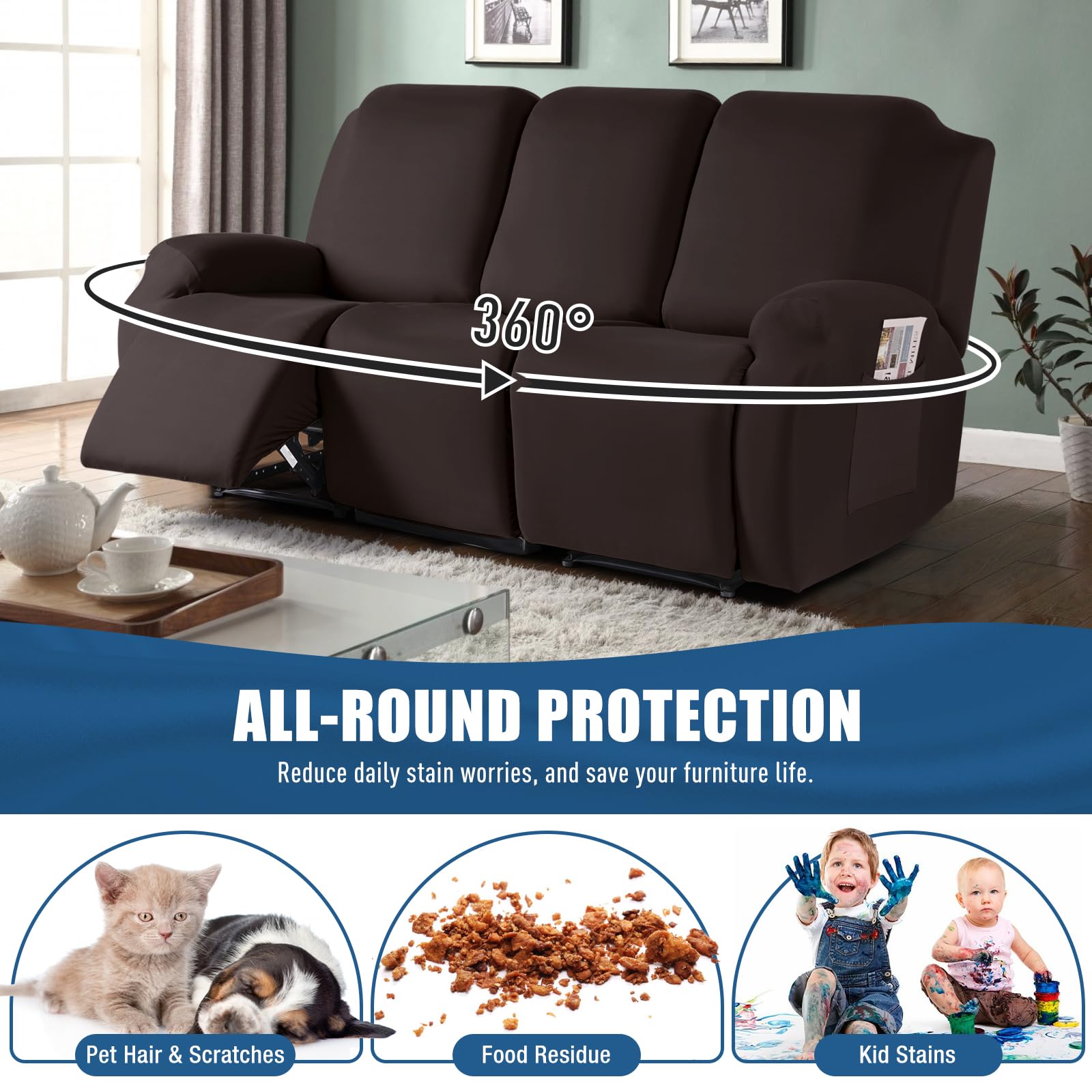 TAOCOCO side pocket holding remotes and phone for convenient storage