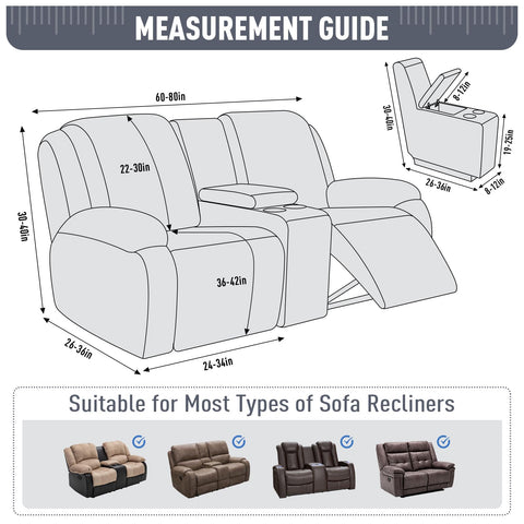 TAOCOCO measuring tape beside covered loveseat showing recommended fit