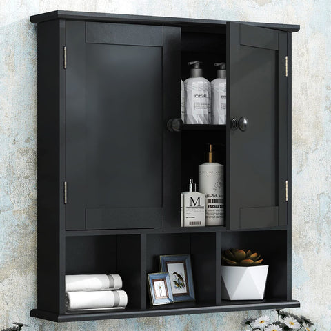 TaoHFE front view showing compact over-the-toilet cabinet and neat storage benefit