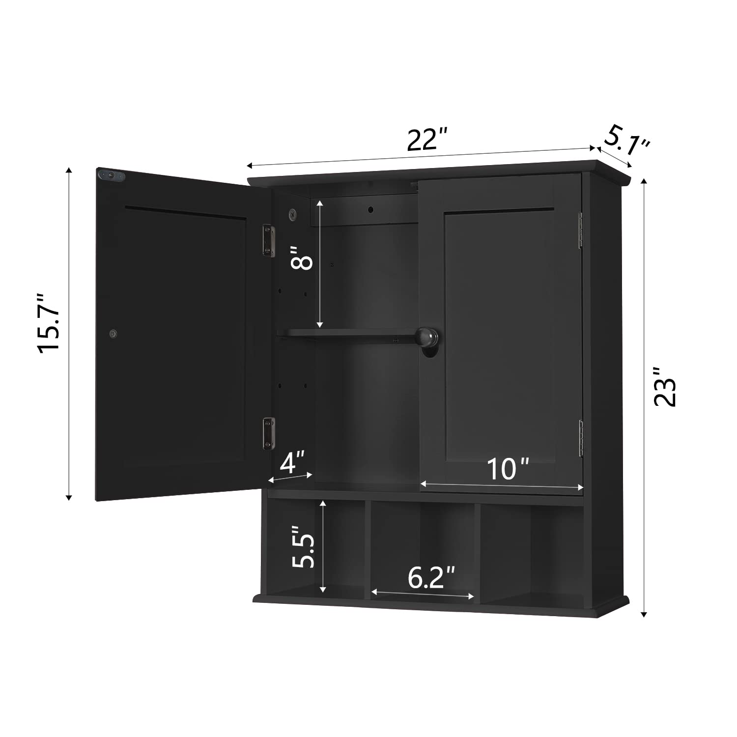 TaoHFE open shelves and closed doors revealing organized toiletries benefit