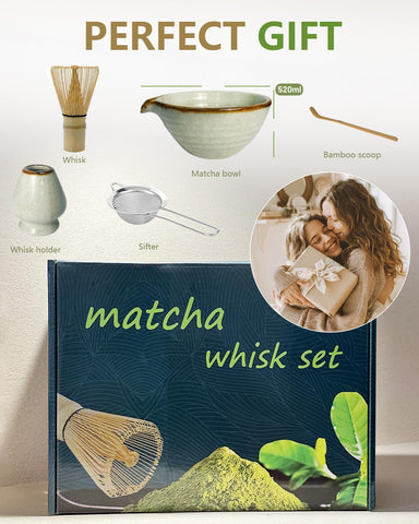 Taruzil matcha set in kitchen lifestyle scene promoting ritual and calm preparation