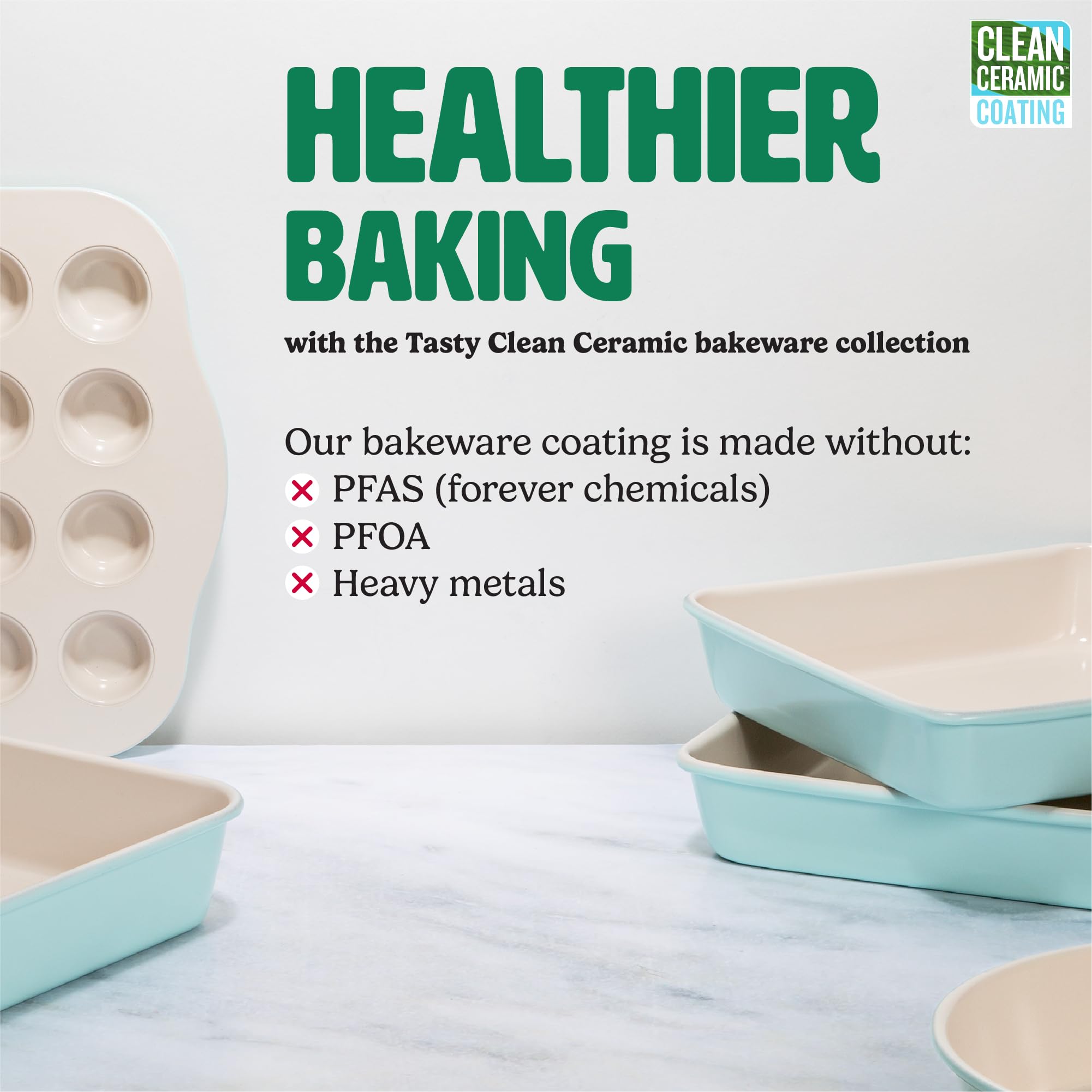 Tasty ceramic nonstick close-up showing smooth surface for easy release