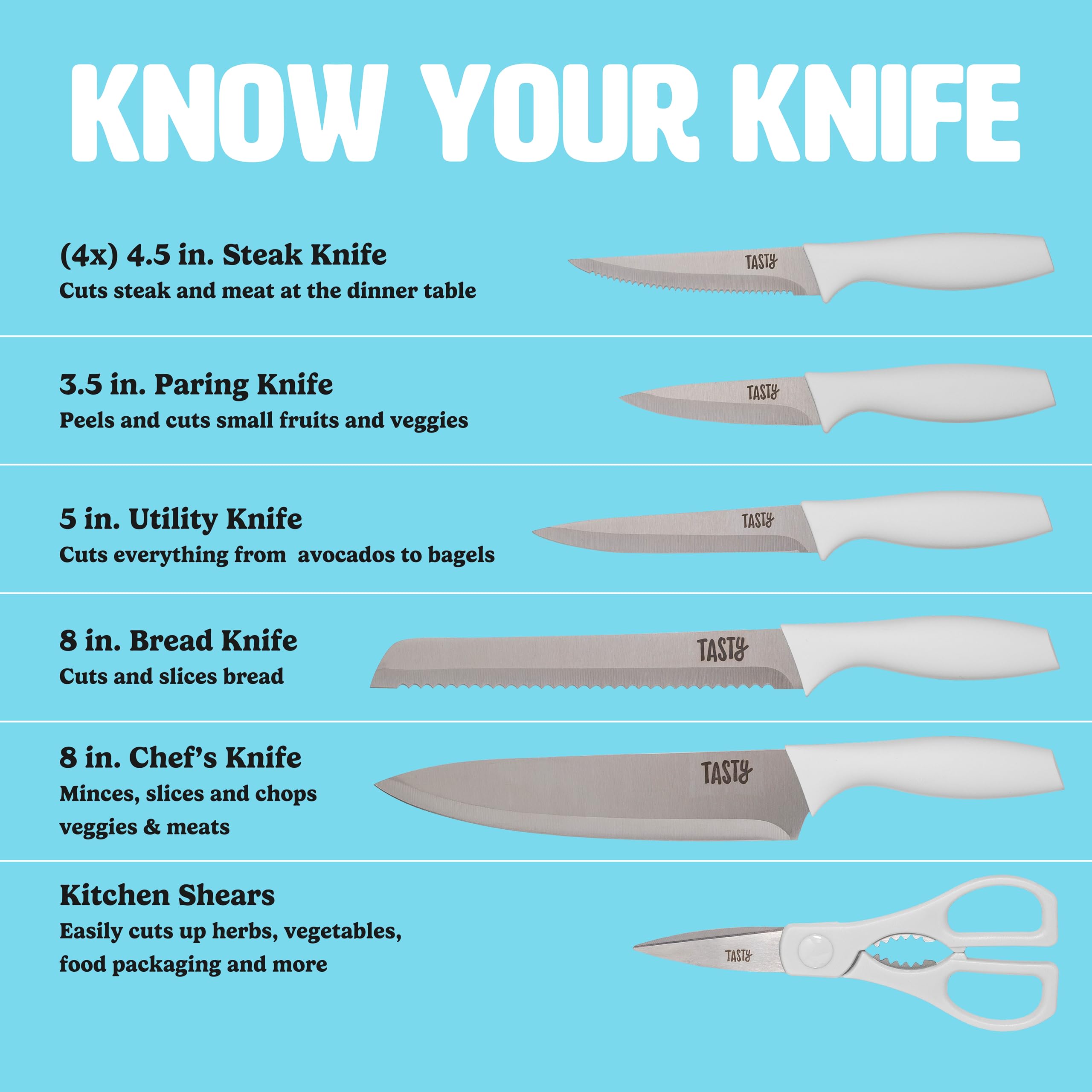 Tasty handle detail highlighting ergonomic non-slip grip for safer, comfortable prep