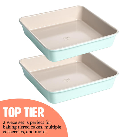 Tasty pan with brownies removed showing effortless food release benefit