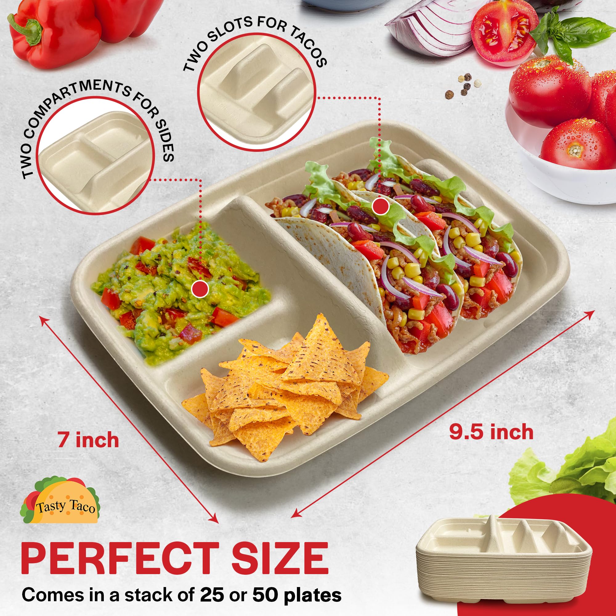 Tasty Taco close-up of sturdy paperboard divider providing stability