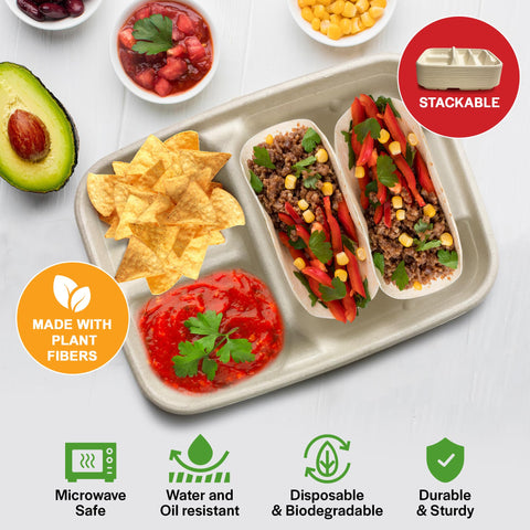 Tasty Taco plate in use with tacos and sides for quick serving
