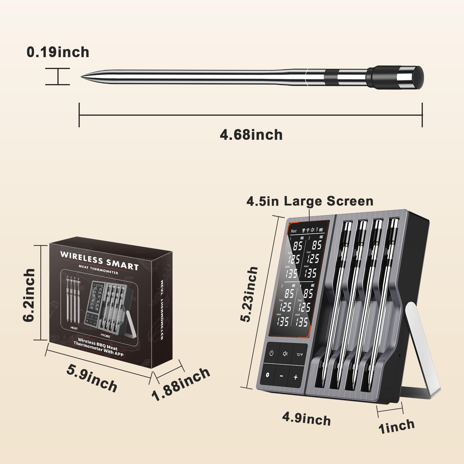 TASTYTI probe close-up stainless-steel tip for accurate internal readings