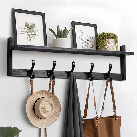 Tatub front view showing shelf and five hooks, adds tidy storage