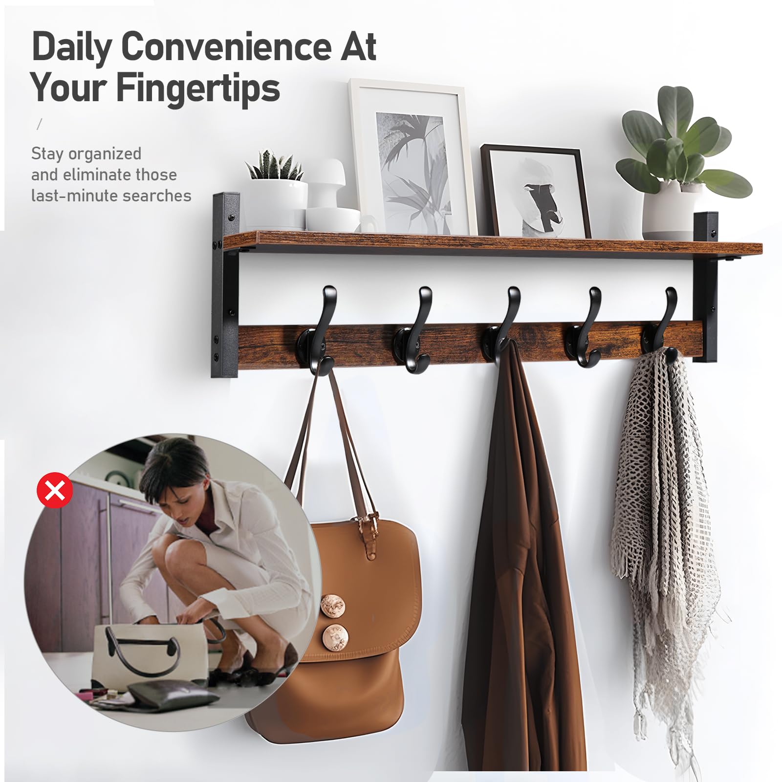 Tatub styled in entryway with decor showing quick-access organization benefit
