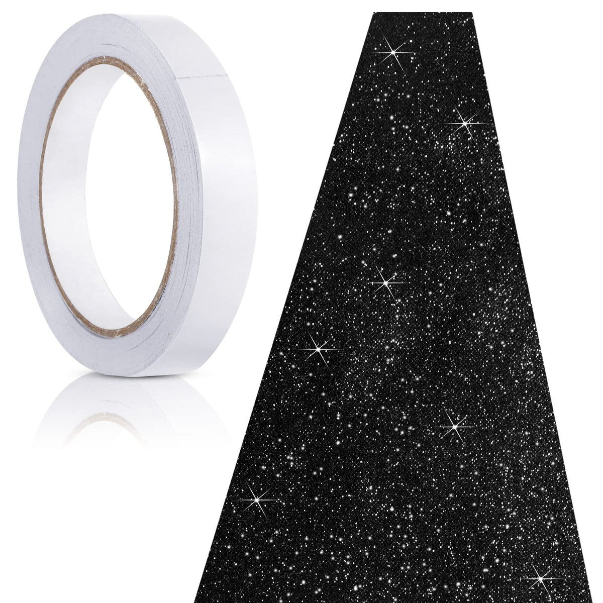 Tatuo glitter black runner full length showing 2.46 x 30 ft coverage and dramatic effect