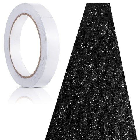 Tatuo glitter black runner full length showing 2.46 x 30 ft coverage and dramatic effect
