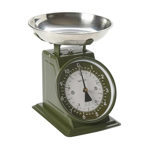 Taylor front view of evergreen scale showing full unit and bowl, functional and stylish