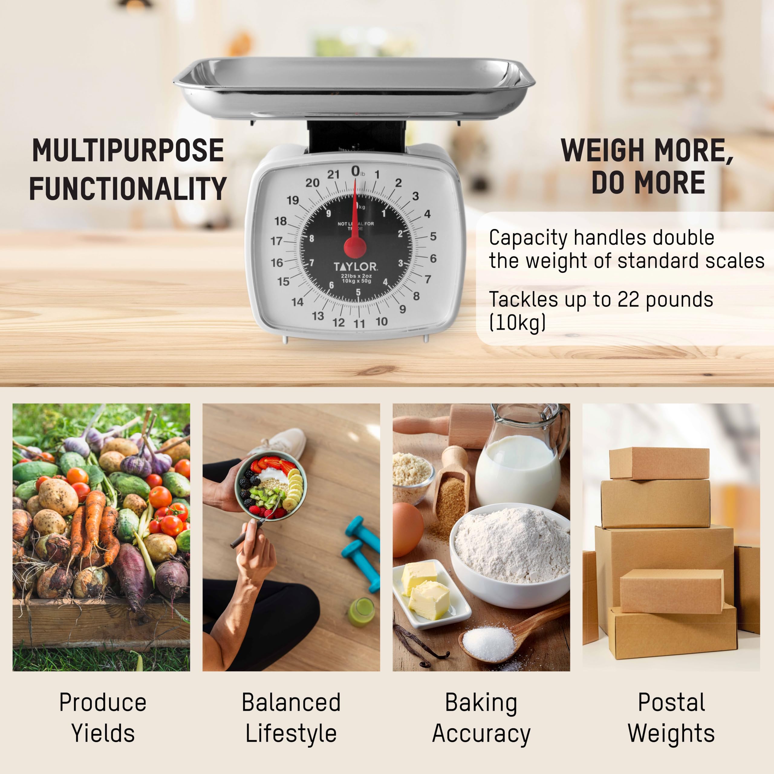 Taylor scale in use weighing flour during baking benefit precise recipe portions